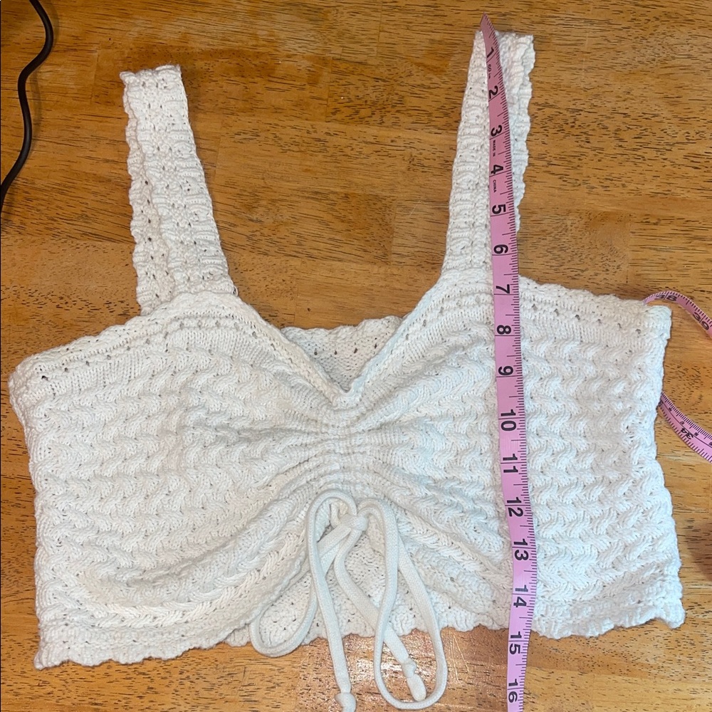 Hollister Cotton White Crochet Crop Top - Picture 3 of 6